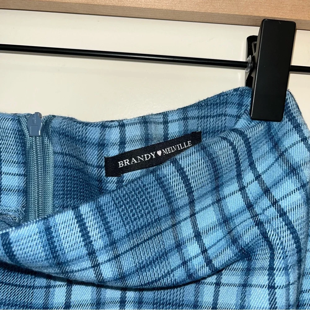 Brandy Melville Blue Plaid Cara Skirt